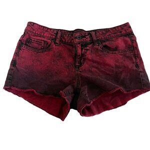 Lovesick Women's size 7 Low Rise Acid washed Red and Black Shorts